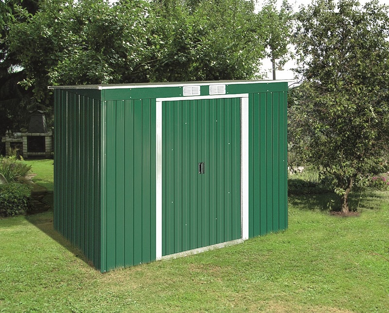 New 8x4ft Garden Shed Metal Pent Roof Outdoor Storage With Free Foundation Green 