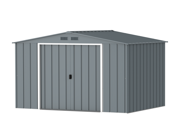 Prime 10×8 Metal Storage Shed – Grey Blue