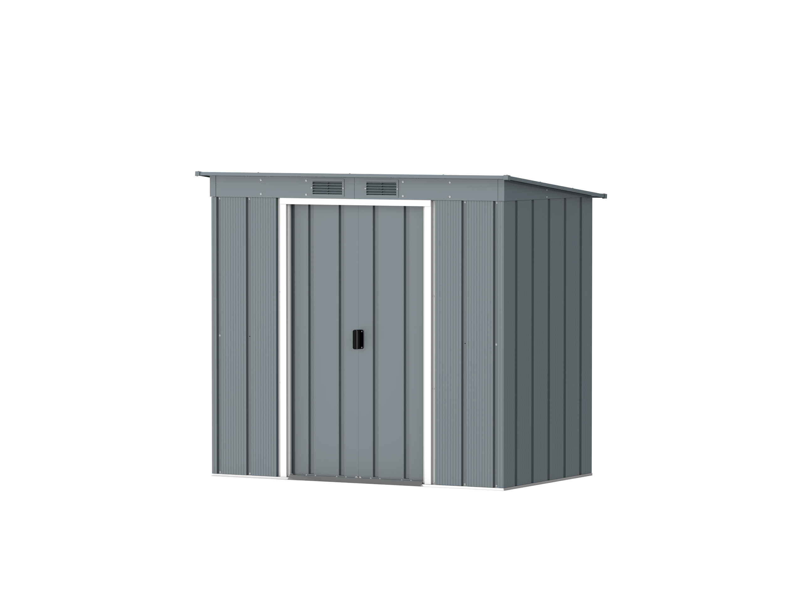 DuraMax Prime 6x4 Pent Grey Blue metal storage shed angled view
