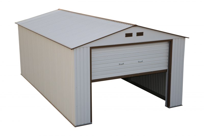 Imperial Metal Garage Off White w/Brown 12x26