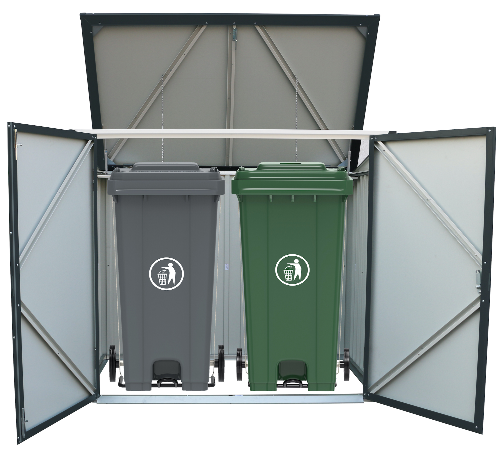 Metal Garbage/Recycle Bin 2 Can Enclosure