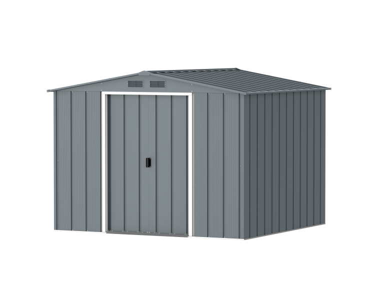 Prime 8×8 Metal Storage Shed – Grey Blue