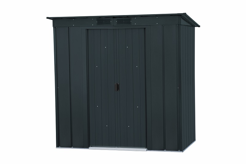 Tool Storage Shed 15 Years Warranty Green with Off-White Trimmings Duramax ECO Pent Roof 6 x 4 Hot-Dipped Galvanized Metal Garden Shed