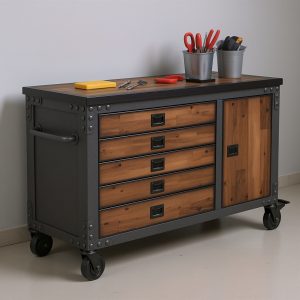 48 in. 5-Drawer Rolling Tool Chest with Side Cabinet & Acacia Wood Top thumbnail