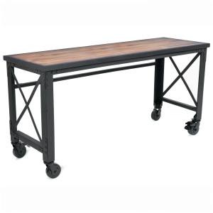 72 in. Rolling Industrial Worktable with Wood Top