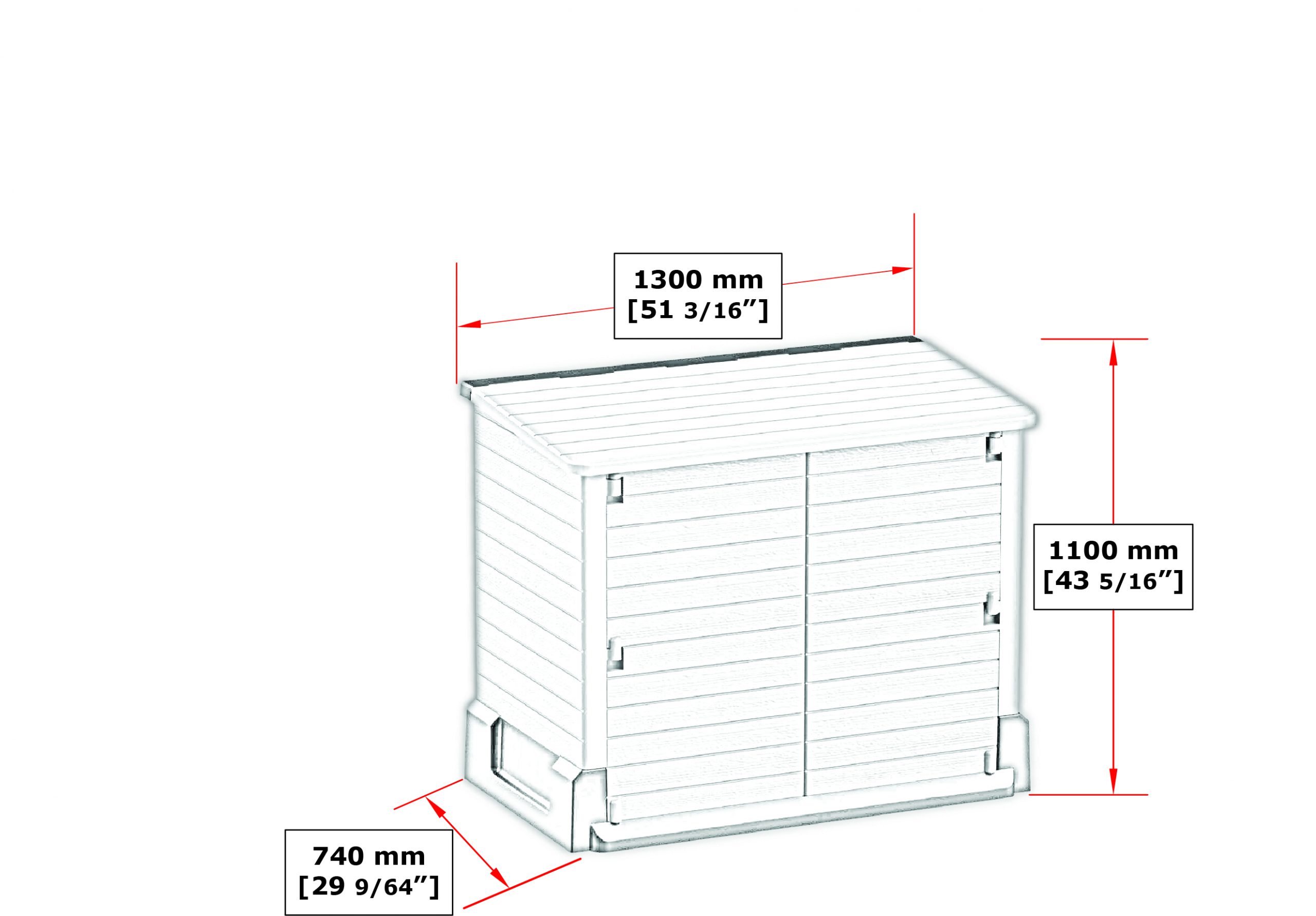 Duramax Heavy Plastic StoreAway Multipurpose Horizontal Shed 850L Dimensions