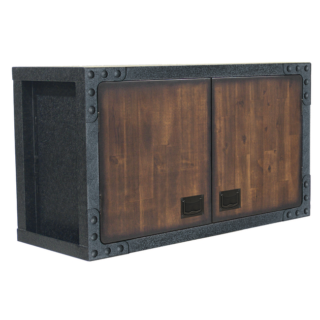 Industrial Metal and Wood Wall Cabinet
