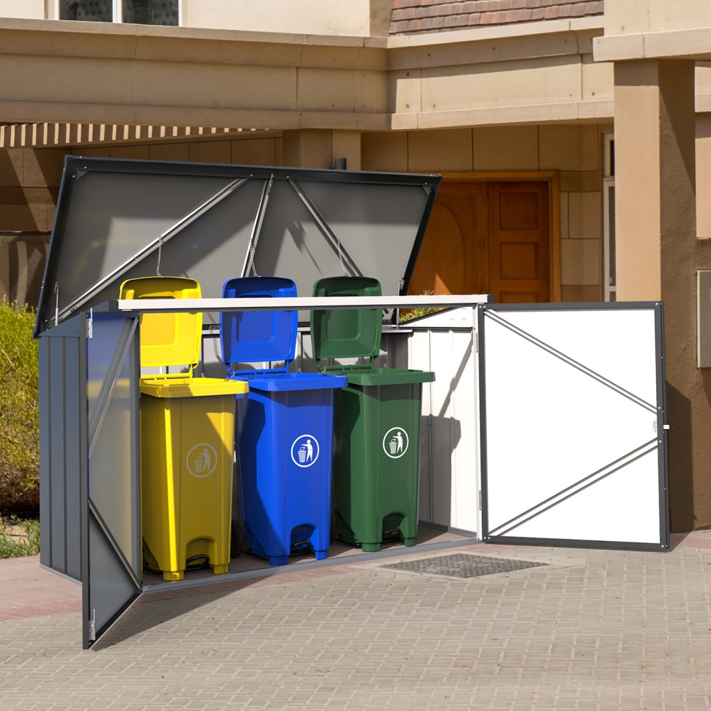 Metal Garbage/Recycle Bin 3 Can Enclosure