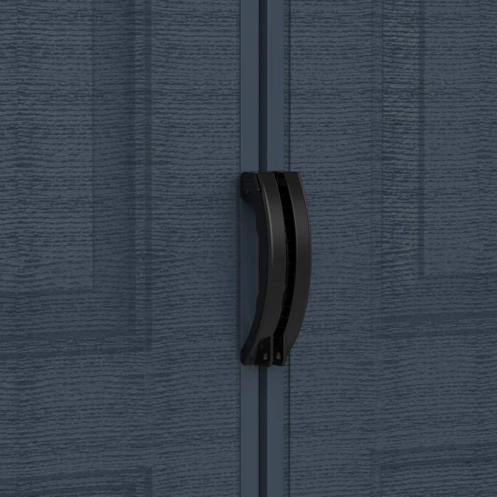 Duramax Ridgeline 8x6 shed double-door handle and latch detail