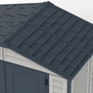 Duramax Ridgeline 8x6 shed Dark Grey shingle-style roof panel detail