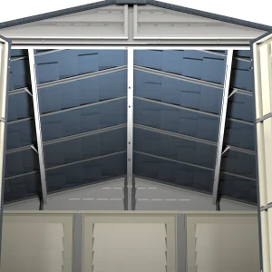 Duramax Ridgeline 8x8 storage shed reinforced wall and roof structure detail