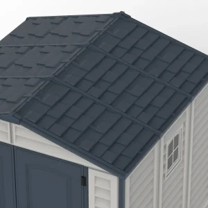 Duramax Ridgeline 8x8 vinyl storage shed Dark Grey roof detail
