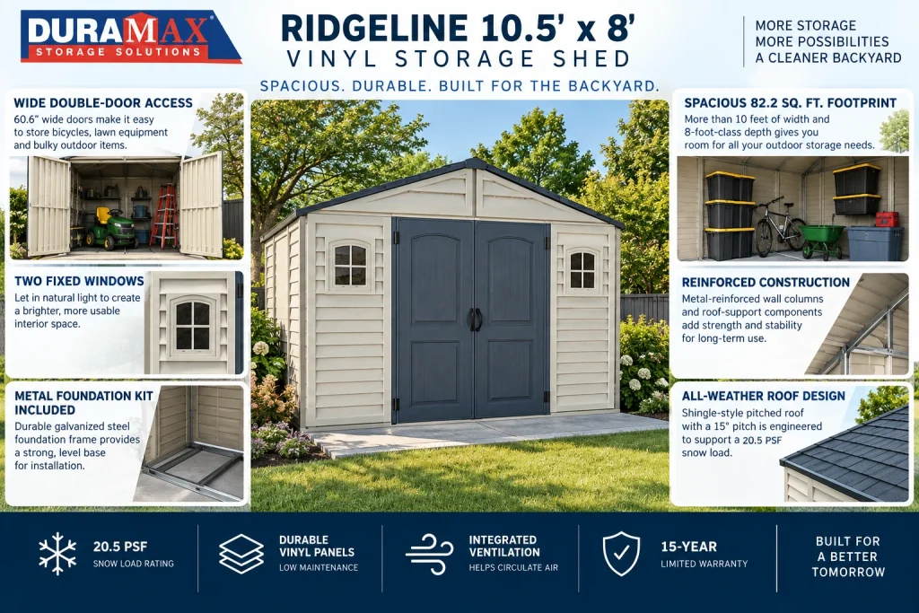 RidgeLine 10×8 Vinyl Storage Shed warranty information