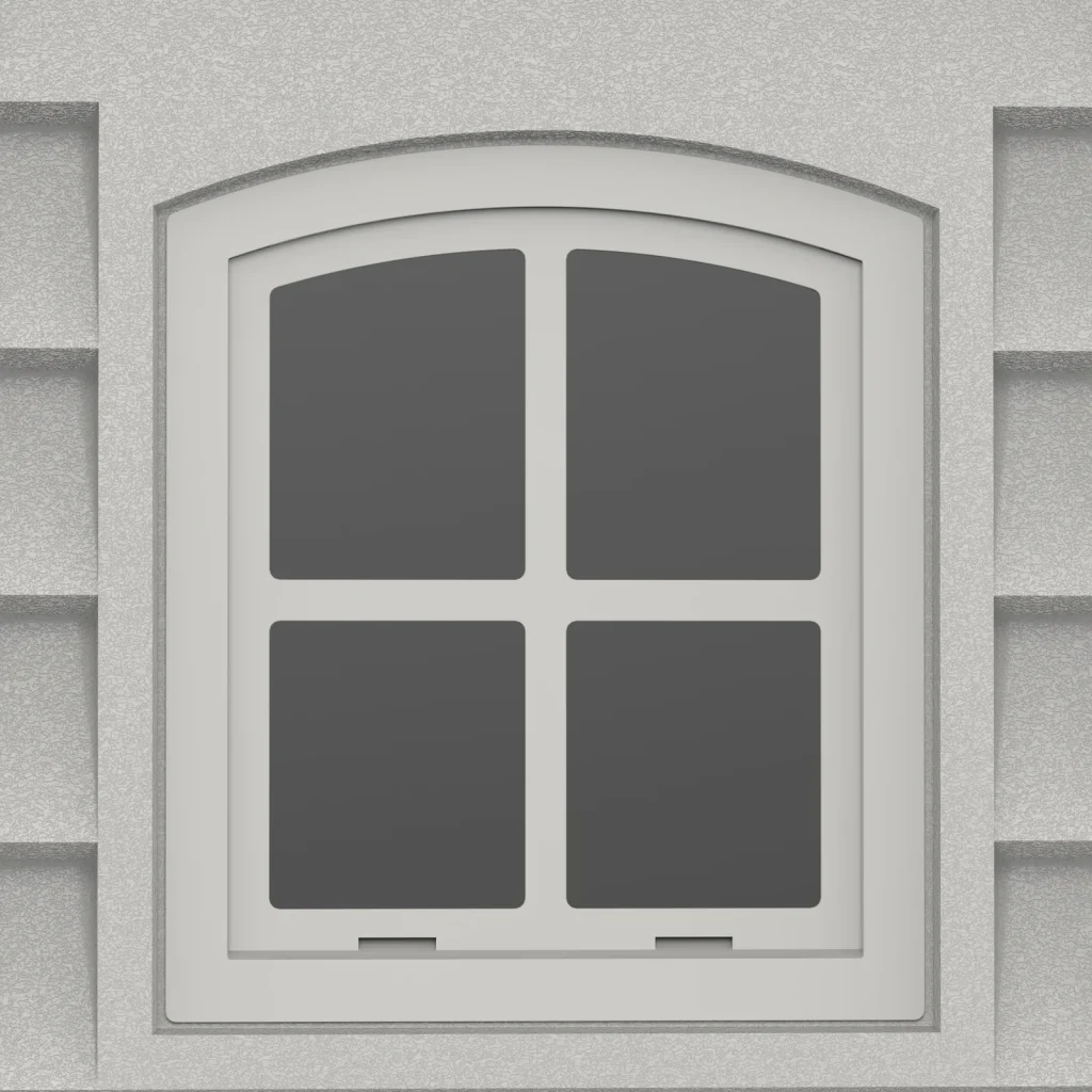 Close-up of one fixed window on the Duramax RidgeLine 10.5' x 8' vinyl storage shed