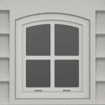 Close-up of one fixed window on the Duramax RidgeLine 10.5' x 8' vinyl storage shed