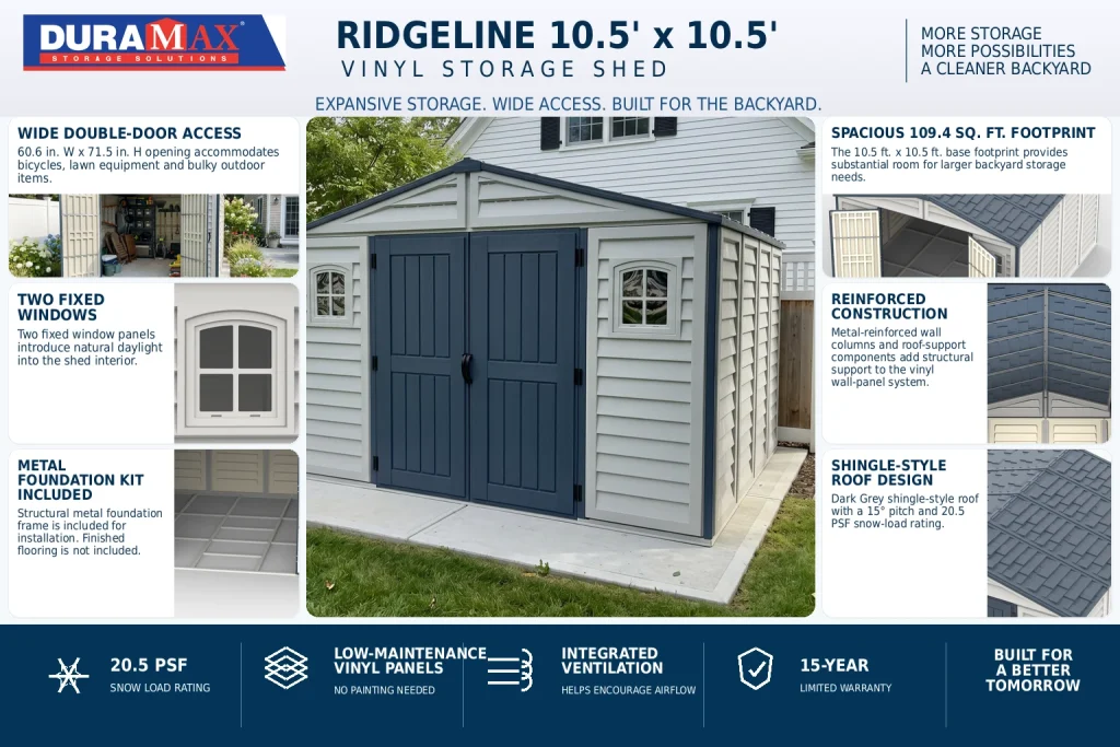 RidgeLine 10×10 Vinyl Storage Shed warranty information