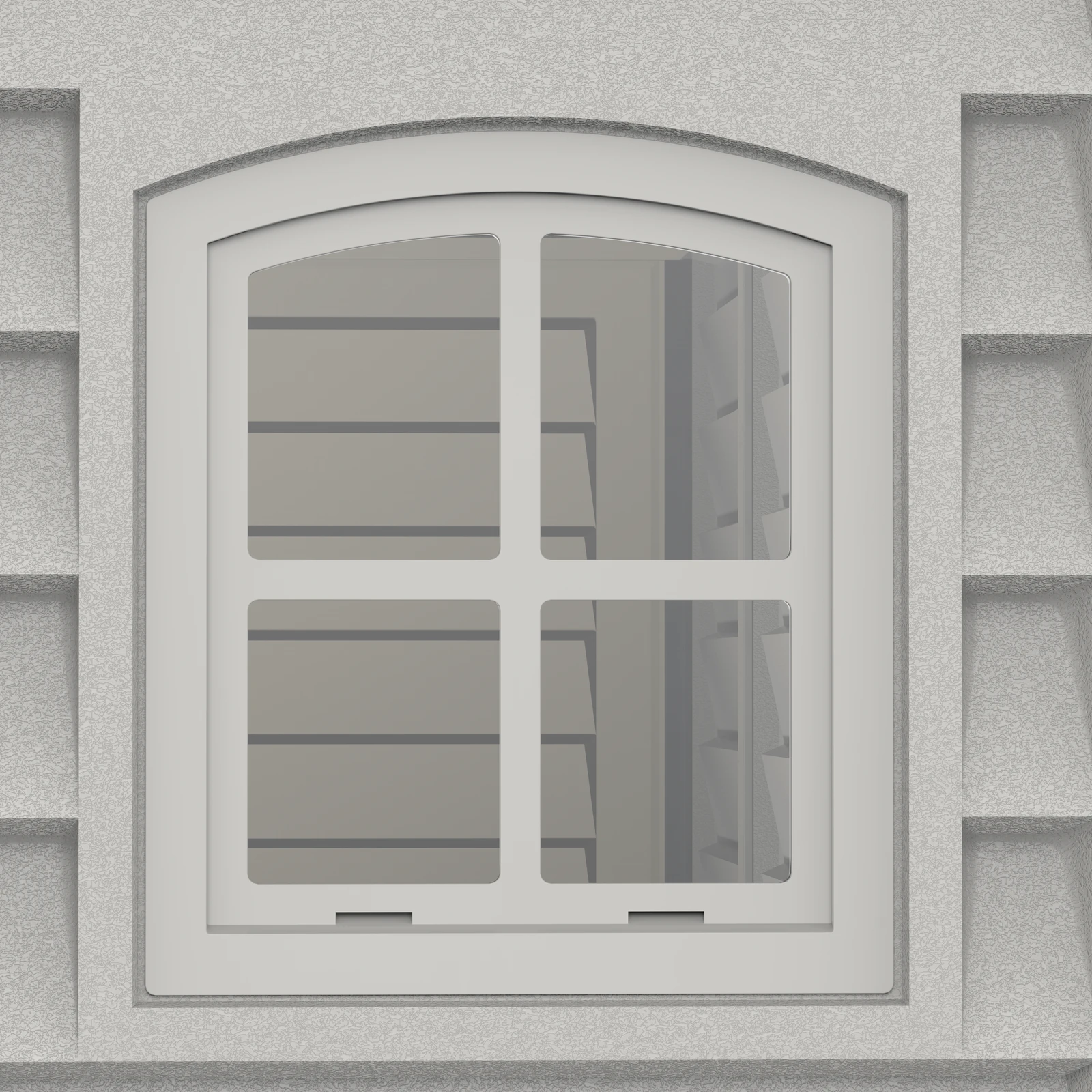 Close-up of one fixed window on the Duramax RidgeLine 10.5 x 13 vinyl storage shed