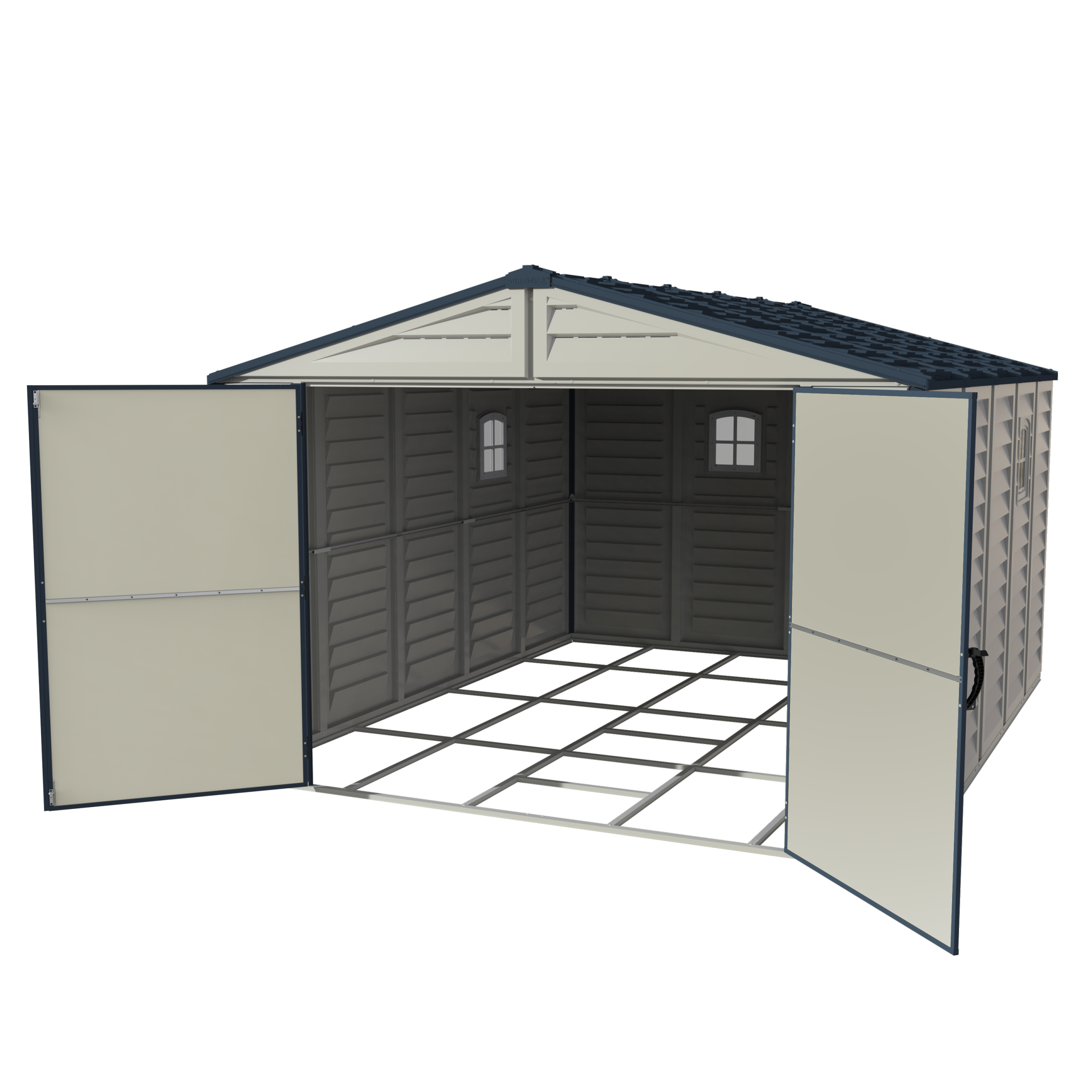 Duramax GarageMax 10x13 wide-door vinyl garage shed
