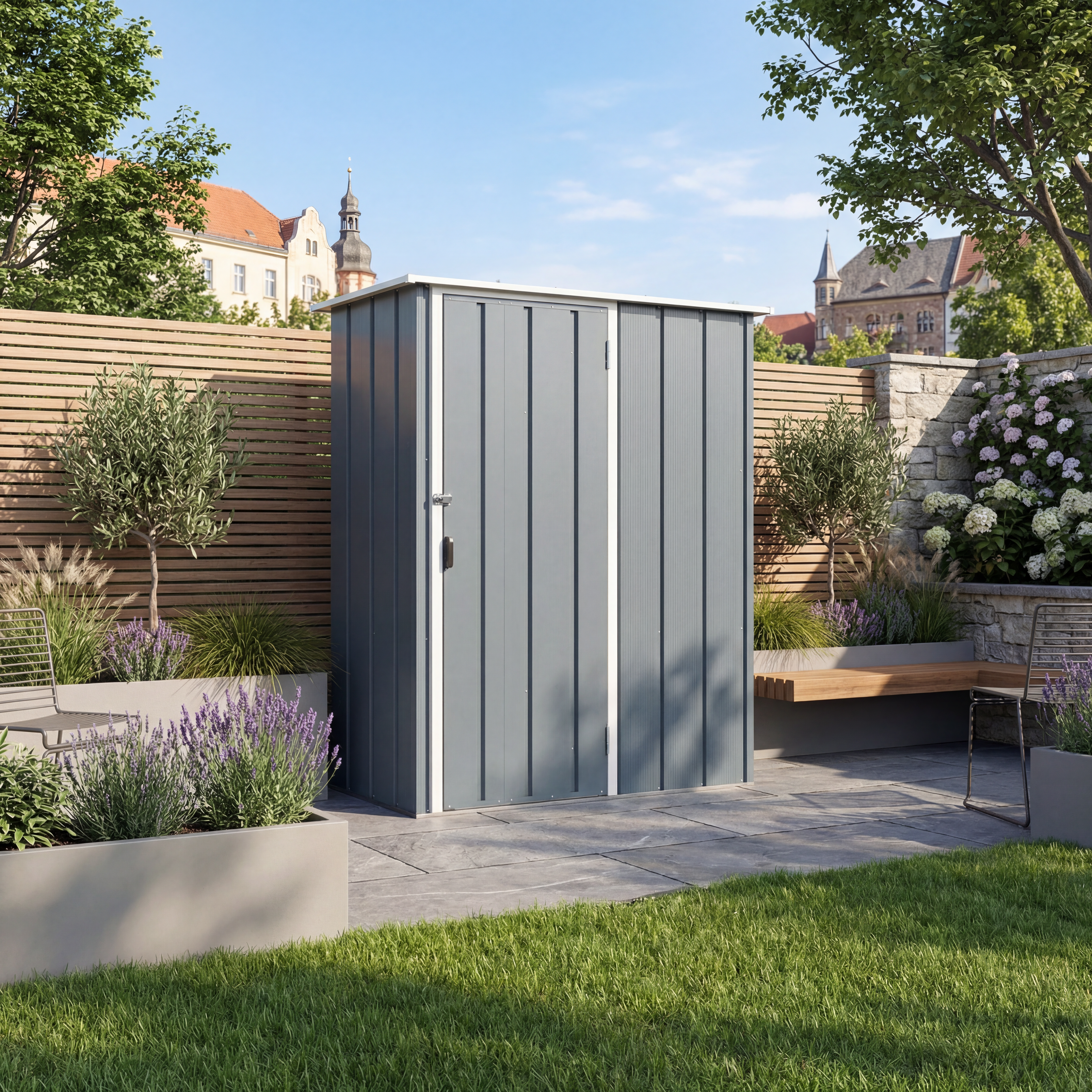DuraMax Easy-Store 5x2 metal storage shed door view