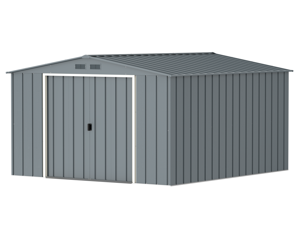 DuraMax Prime 10x12 metal storage shed in Grey Blue, alternate product view