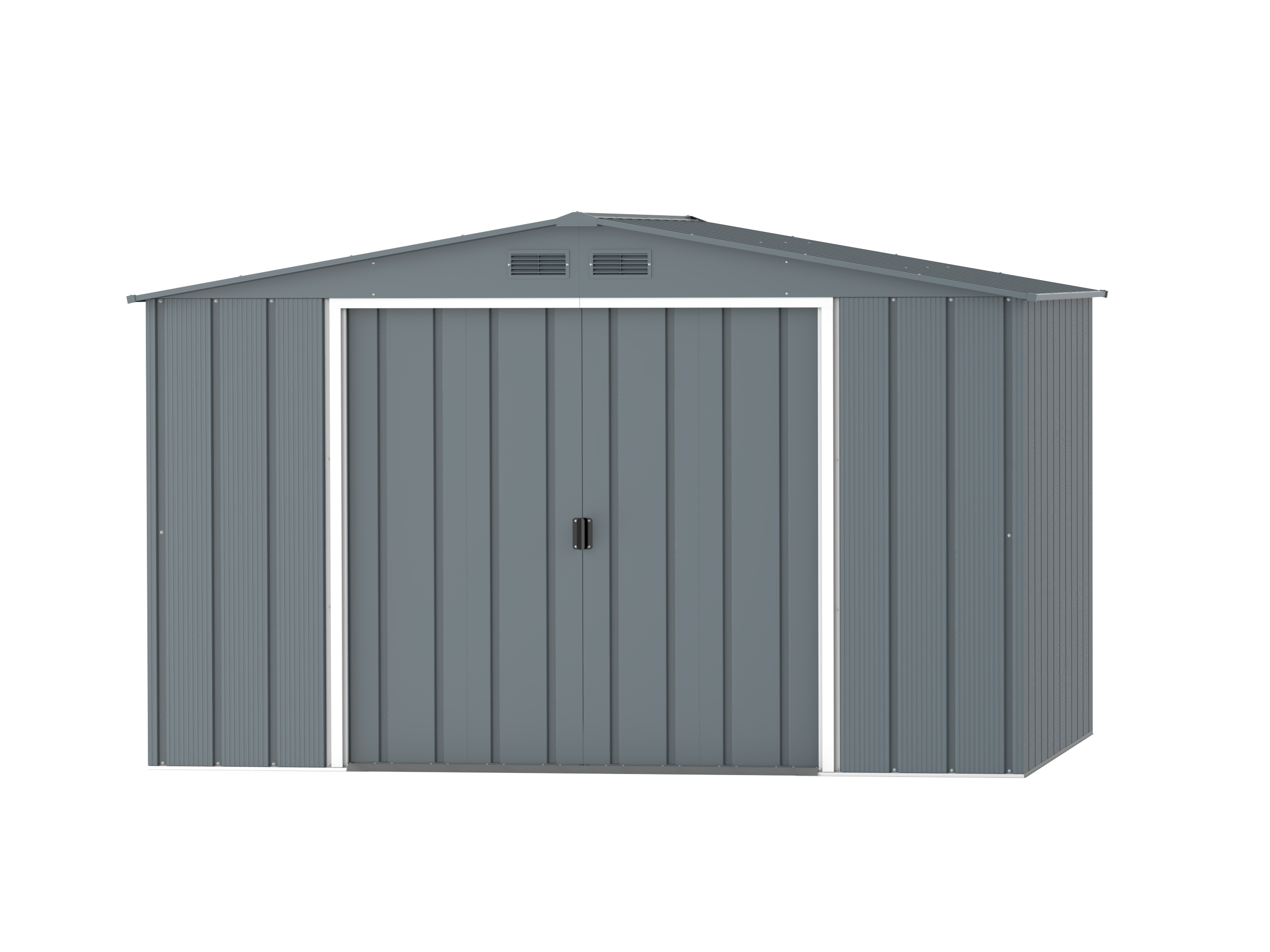 DuraMax Prime 10x8 Grey Blue metal storage shed front view