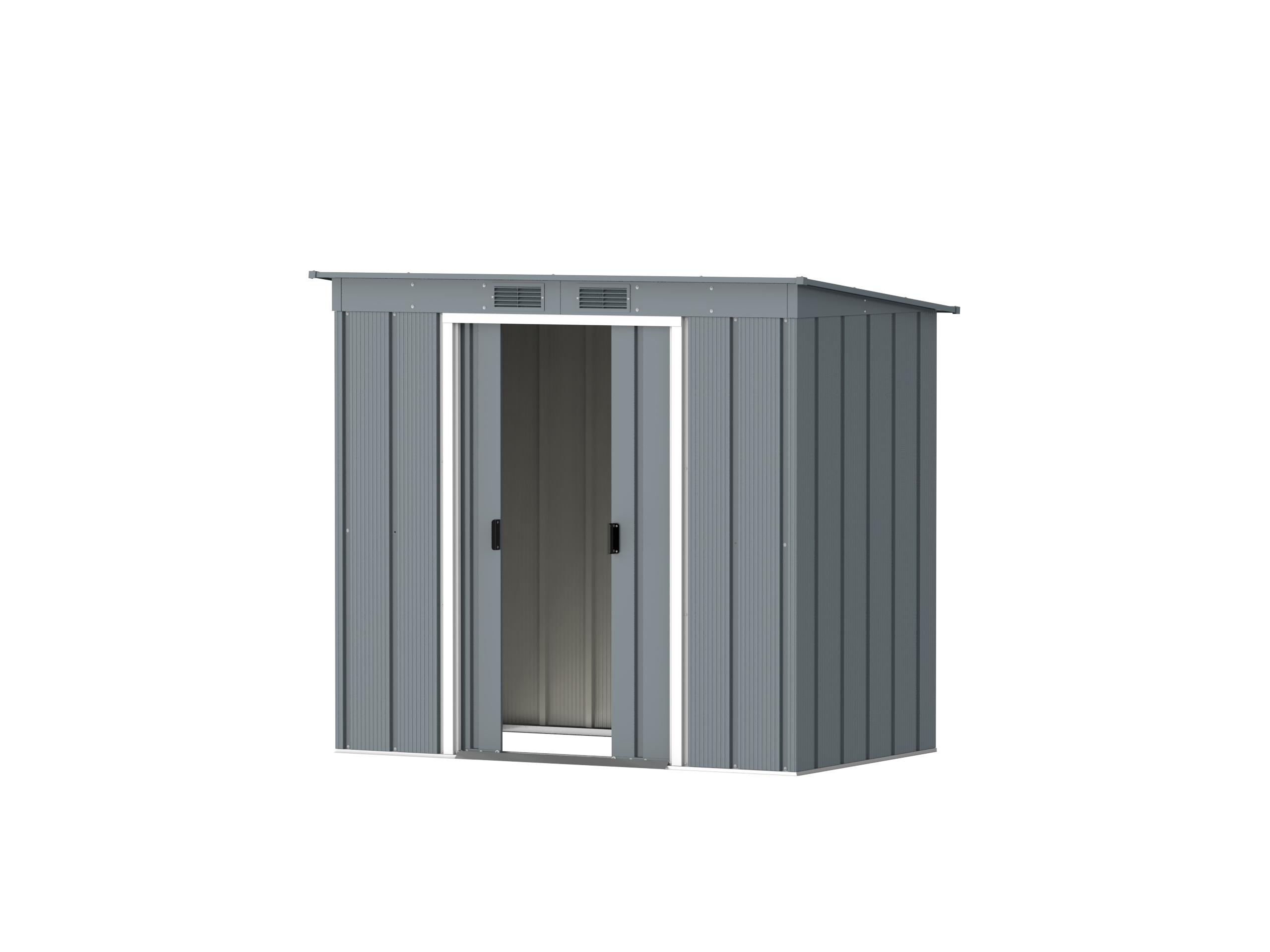 DuraMax Prime 6x4 Pent Grey Blue metal storage shed access view