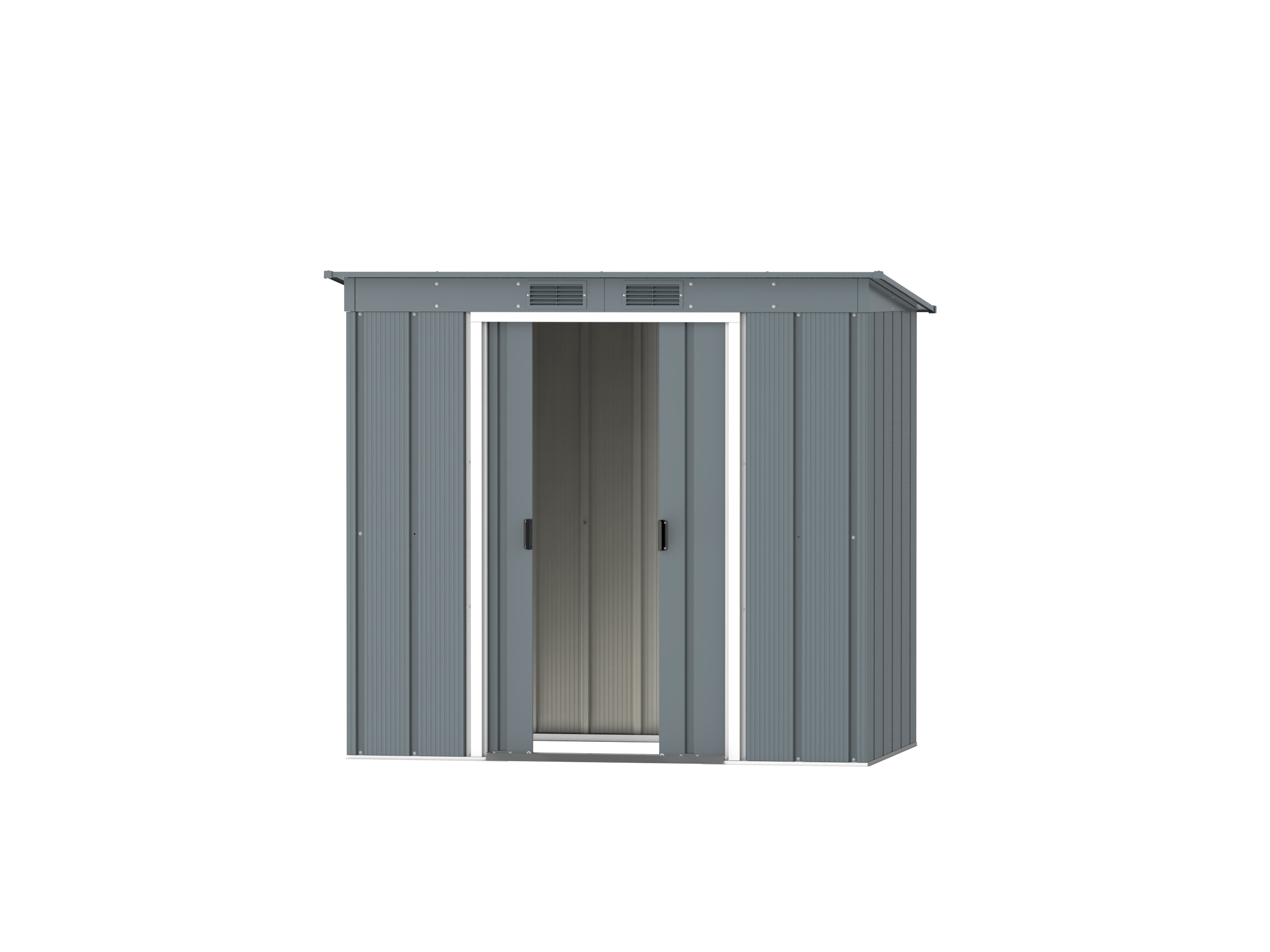 DuraMax Prime 6x4 Pent Grey Blue metal storage shed open view