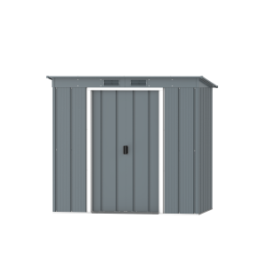 DuraMax Prime 6x4 Pent metal storage shed in Grey Blue, front view