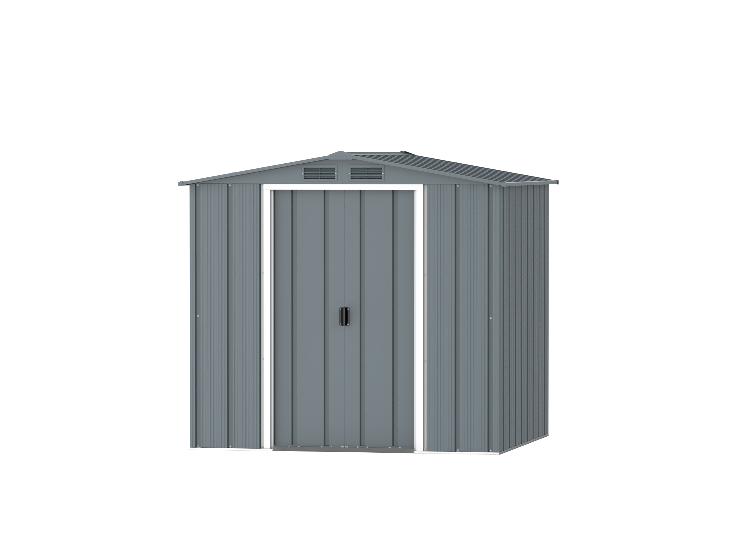 DuraMax Prime 6x6 Grey Blue metal storage shed front view