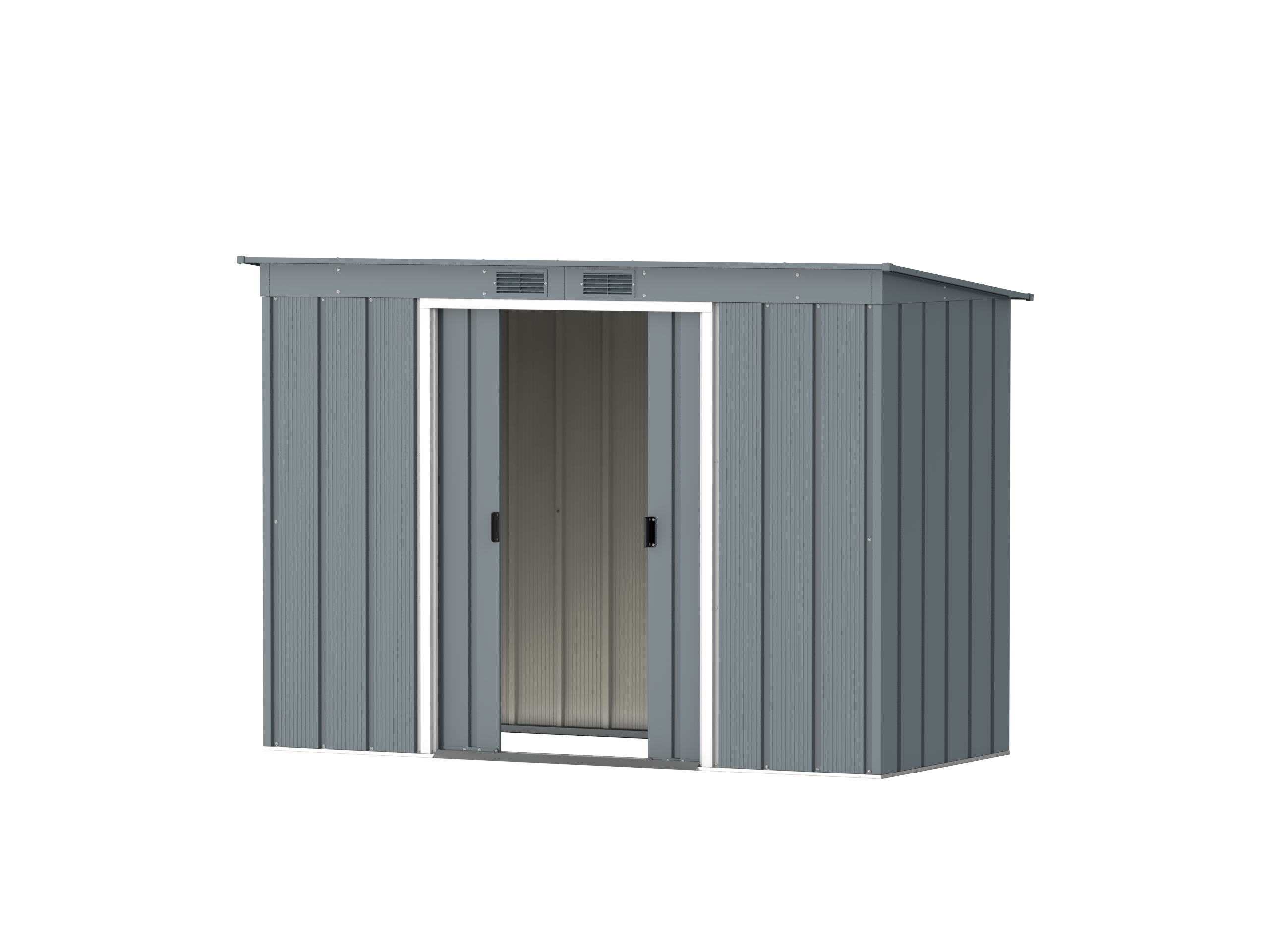 DuraMax Prime 8x4 Pent Grey Blue metal storage shed access view