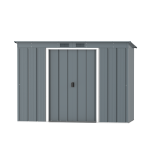DuraMax Prime 8x4 Pent metal storage shed in Grey Blue, front view