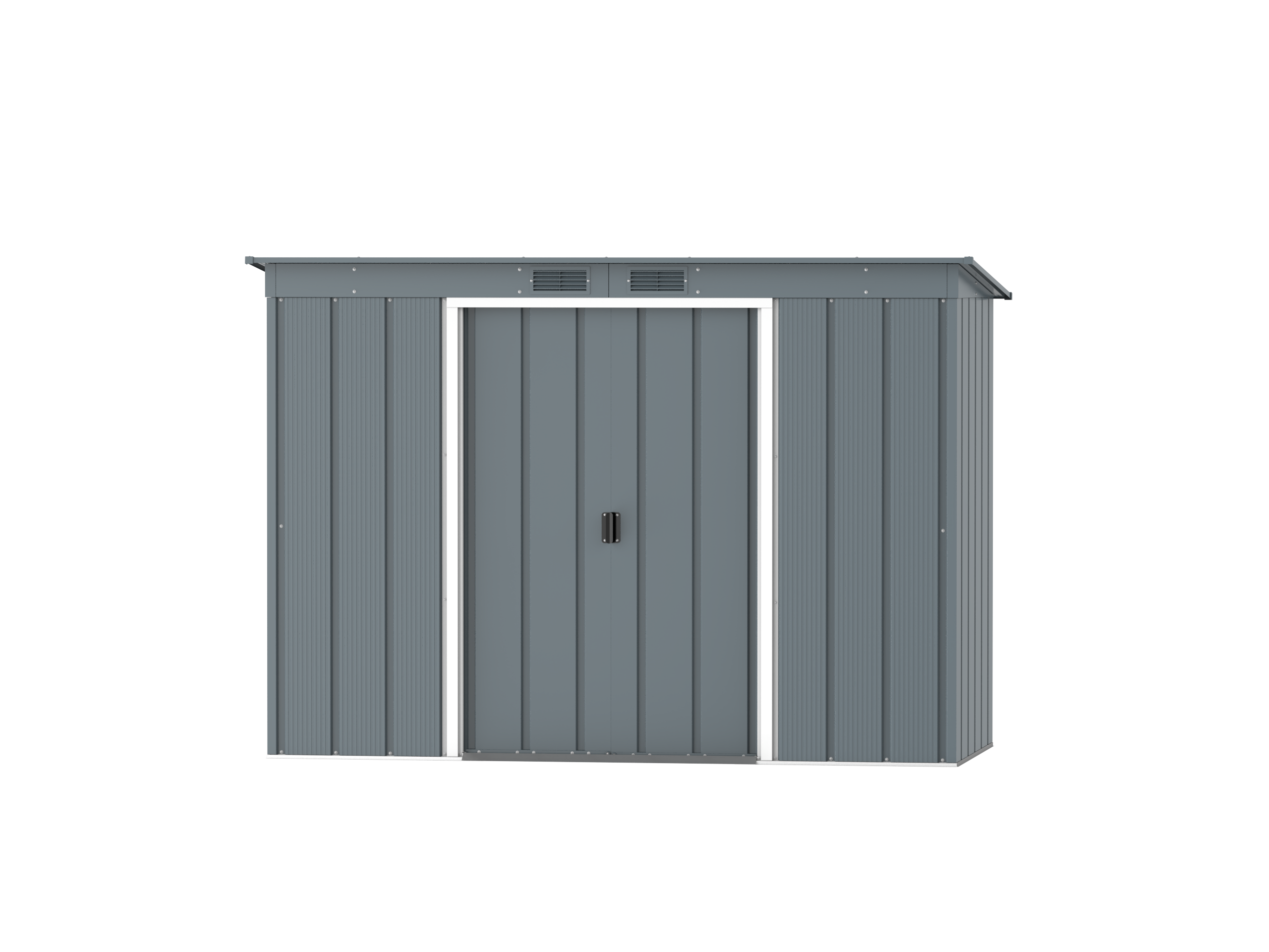 DuraMax Prime 8x4 Pent Grey Blue metal storage shed front view