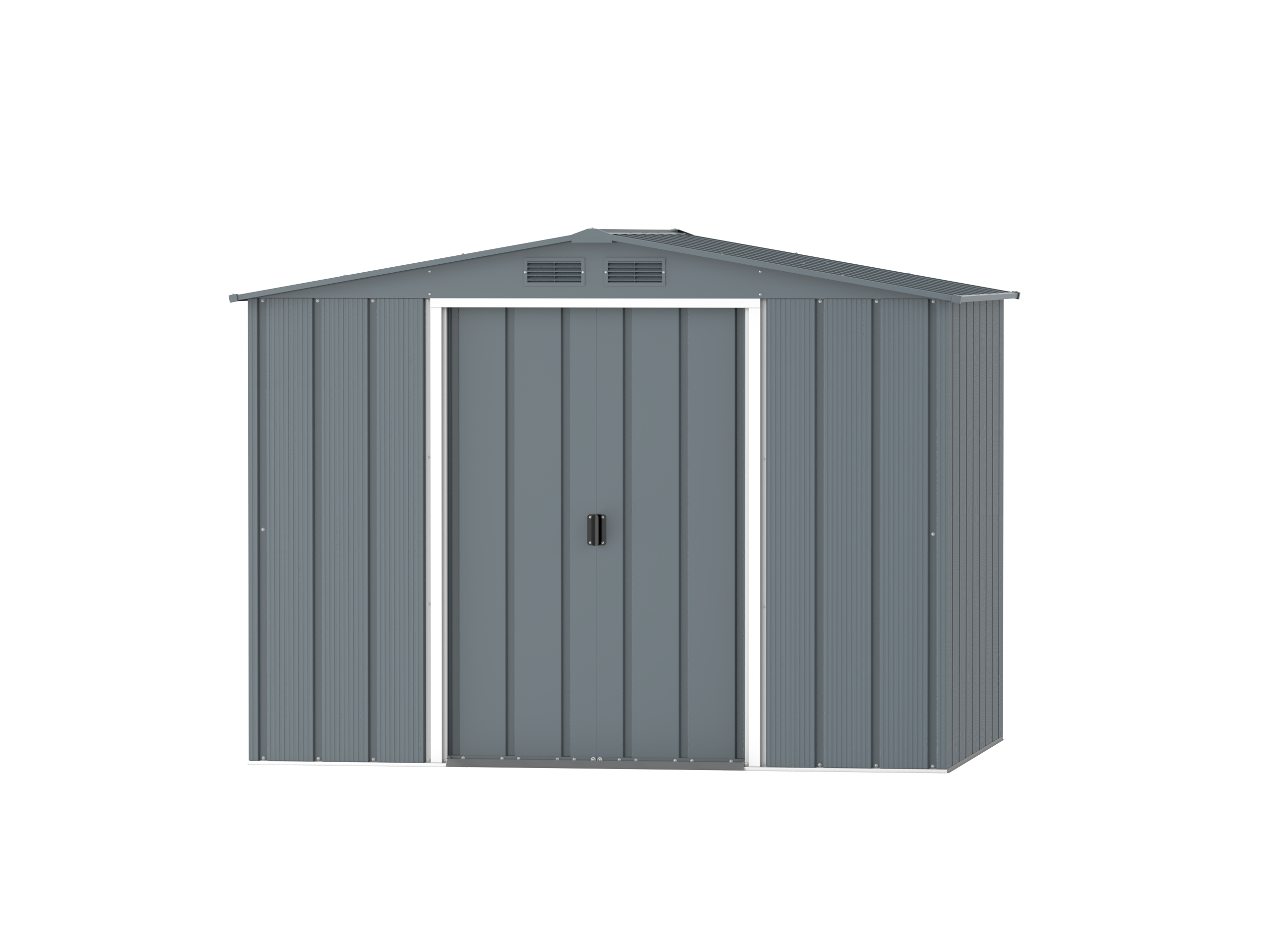 DuraMax Prime 8x6 Grey Blue metal storage shed front view