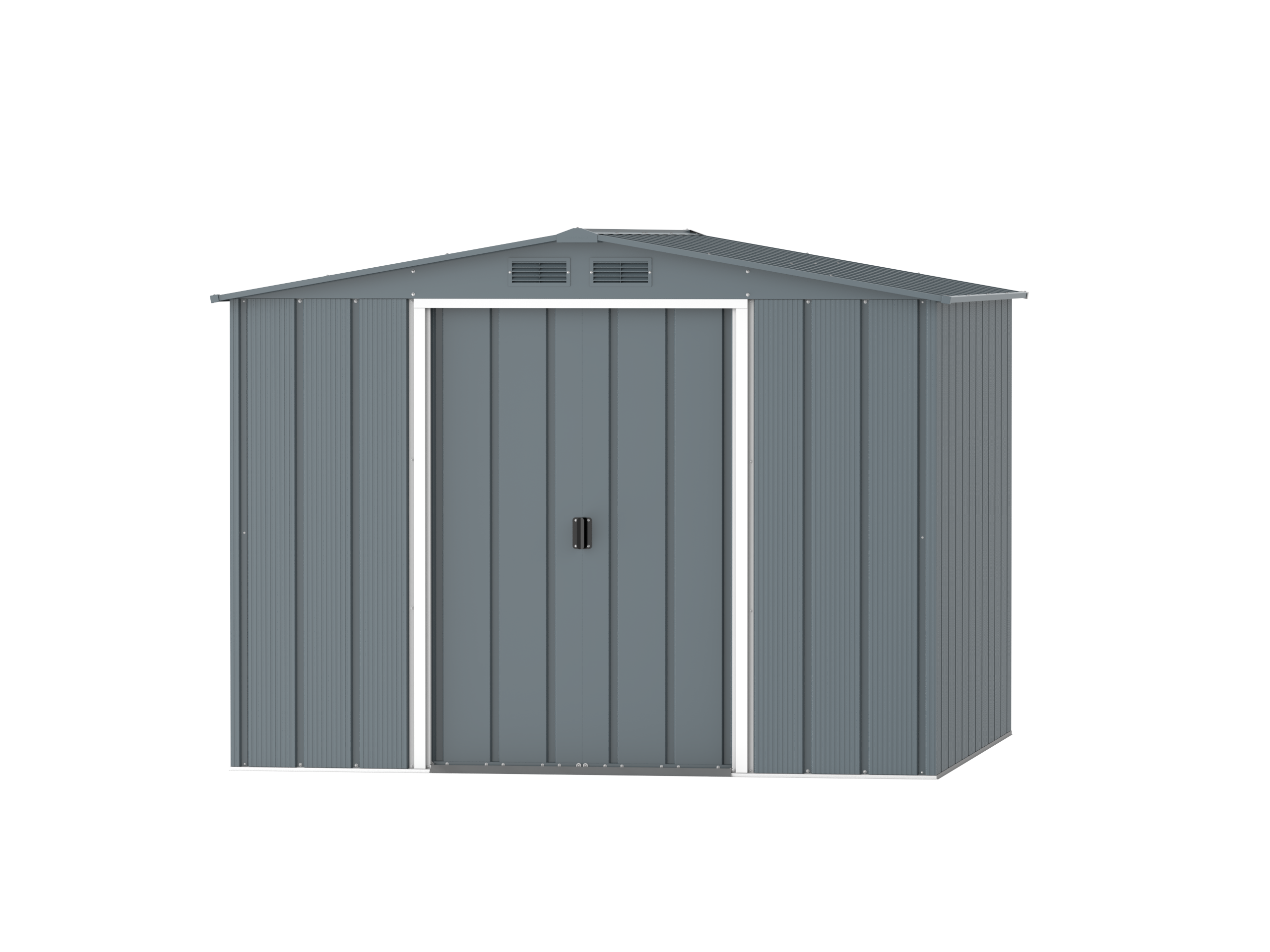 DuraMax Prime 8x8 Grey Blue metal storage shed front view