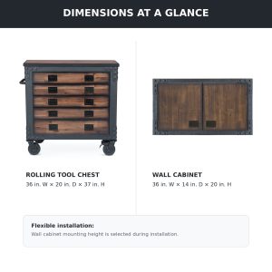 Duramax 68201 two-piece garage storage system dimensional reference