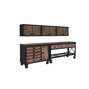 Duramax five-piece garage storage set in a finished workspace