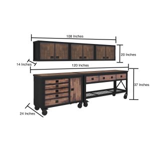 Duramax 68204 garage furniture set with workbench tool chest and wall cabinets