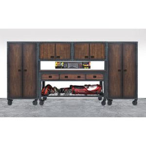Duramax 68205 workbench wall cabinet and freestanding cabinet storage system detail