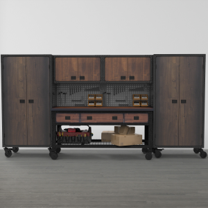 Duramax 68205 garage storage system in a finished workspace