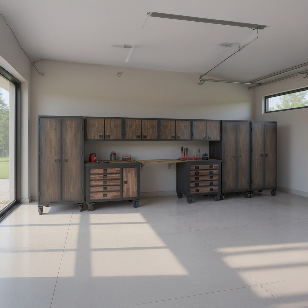 Duramax 68212 ten-piece garage storage system with folding worktable feature view