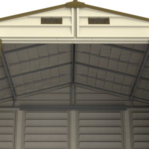 Interior roof support detail on Duramax WoodSide 10.5x8 vinyl storage shed