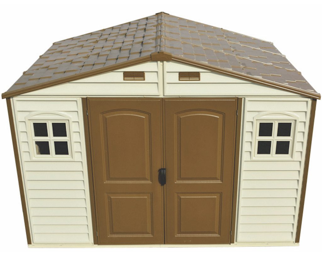 Duramax WoodSide 10.5x8 vinyl storage shed top view