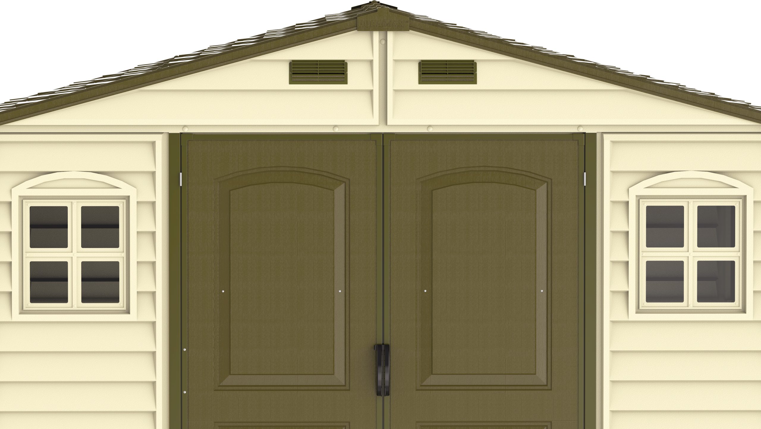 Built-in ventilation detail on Duramax WoodSide 10.5x8 vinyl storage shed
