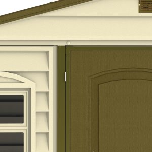 Vinyl wall texture and color detail on the Duramax WoodSide 10.5x8 storage shed