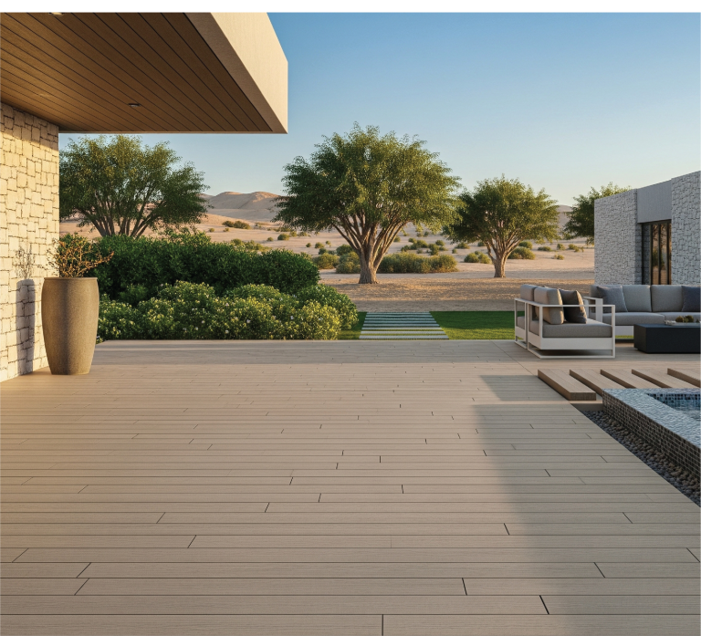 Duramax WPC decking system in an outdoor lifestyle setting