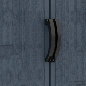 Close-up of the dark grey RidgeLine double doors and central black door handles