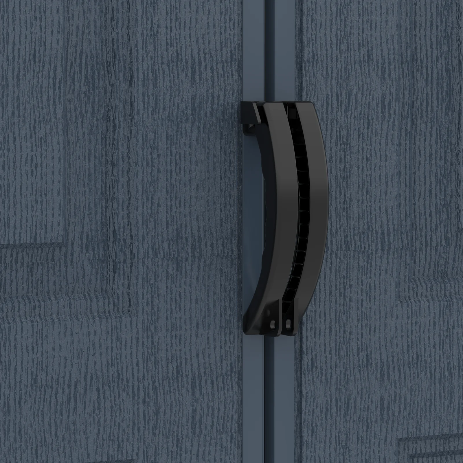 Close-up of the dark grey RidgeLine double doors and central black door handles