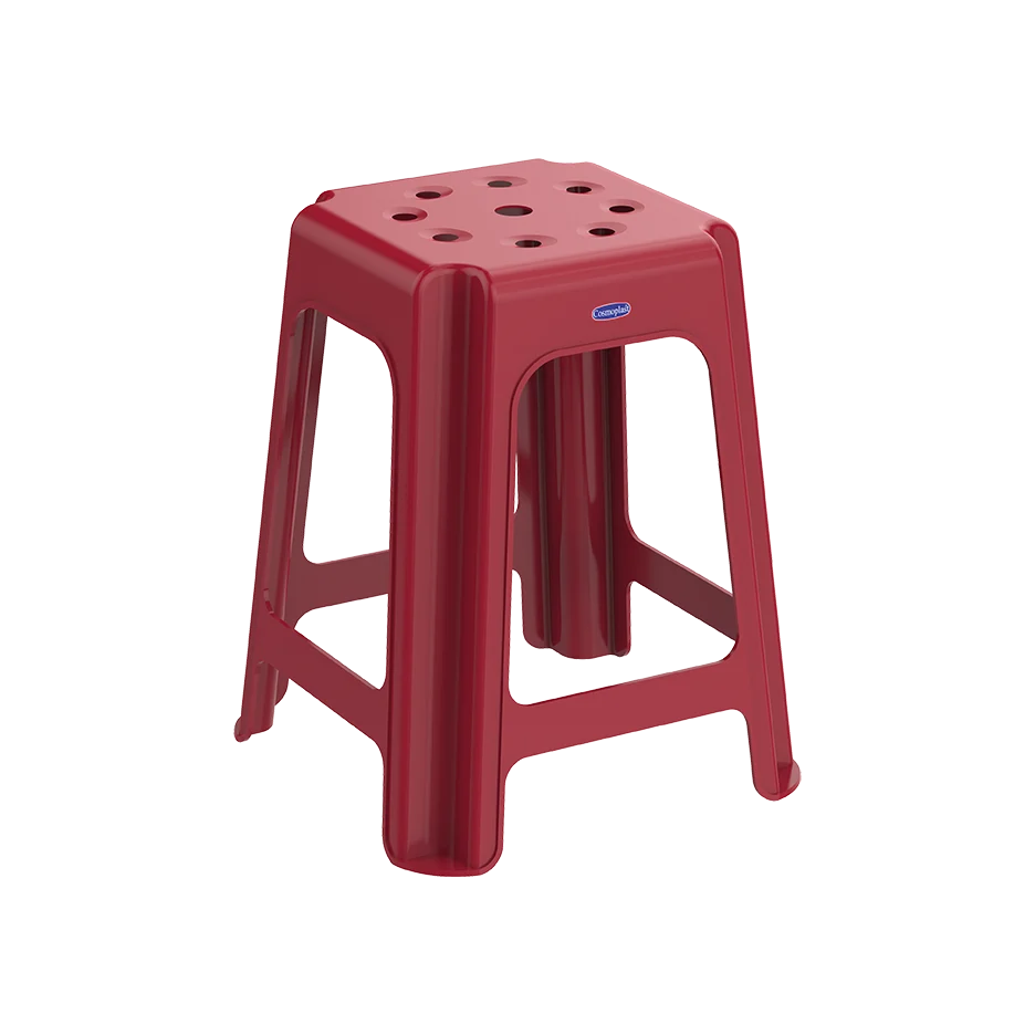 Square Stool Dark Red