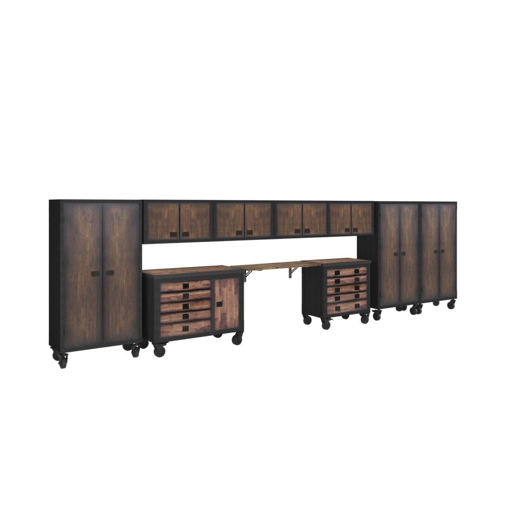 10-Piece Garage Storage System with Tool Chests, Cabinets & Folding Worktable