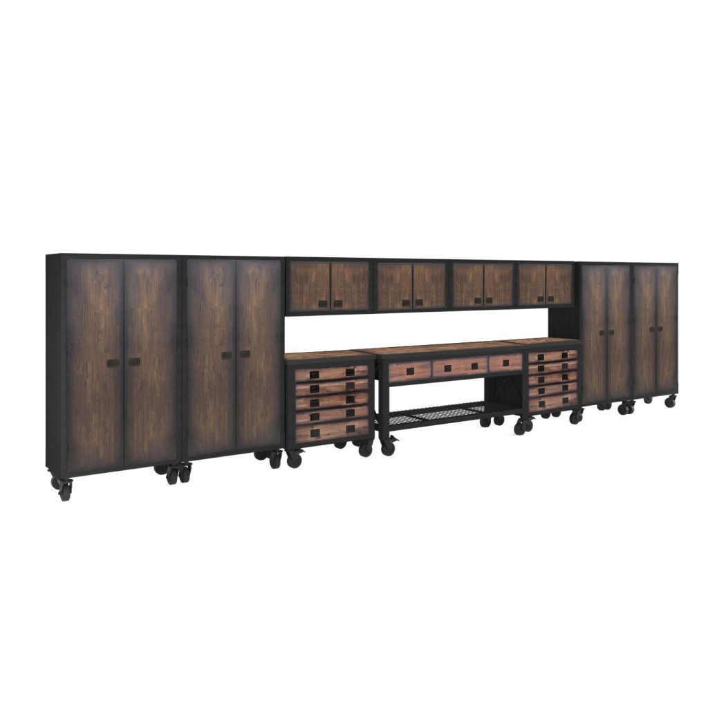 11-Piece Garage Storage System with Workbench, Tool Chests & Cabinets